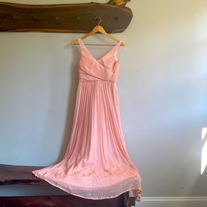 Bridesmaid Heidi Long Dress from J.Crew in misty rose.